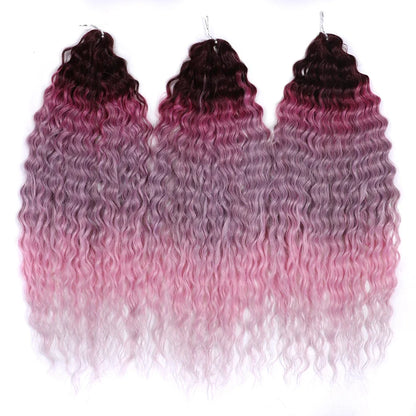 24 Inch Water Wave Crochet Braiding Hair – Synthetic Twist Curly Ombre Extensions