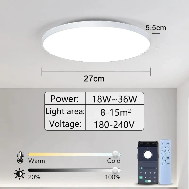 Smart LED Ceiling Light Dimmable | App & Remote Control