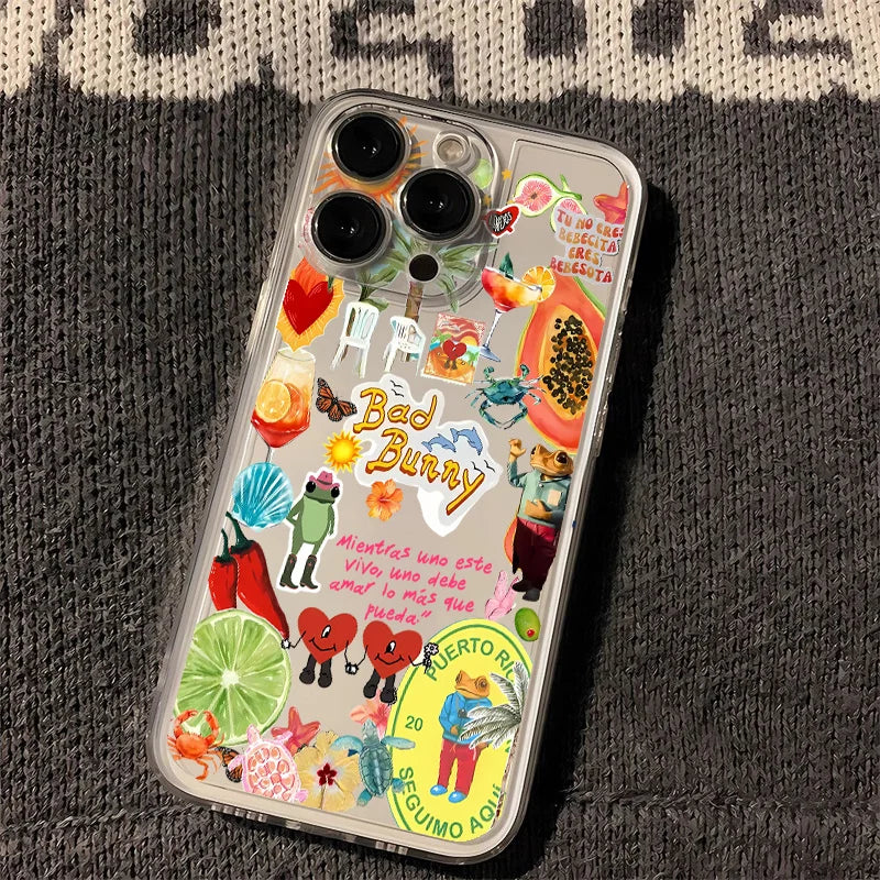 Bad Bunny Art Stickers iPhone Case