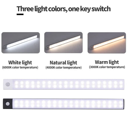 Motion Sensor LED Night Light – USB-C Rechargeable, 3 Color Modes, Stepless Dimming