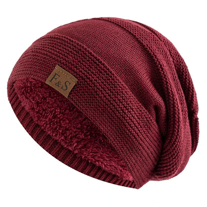 Fur Lined Slouchy Knit Beanie – Unisex Winter Hat