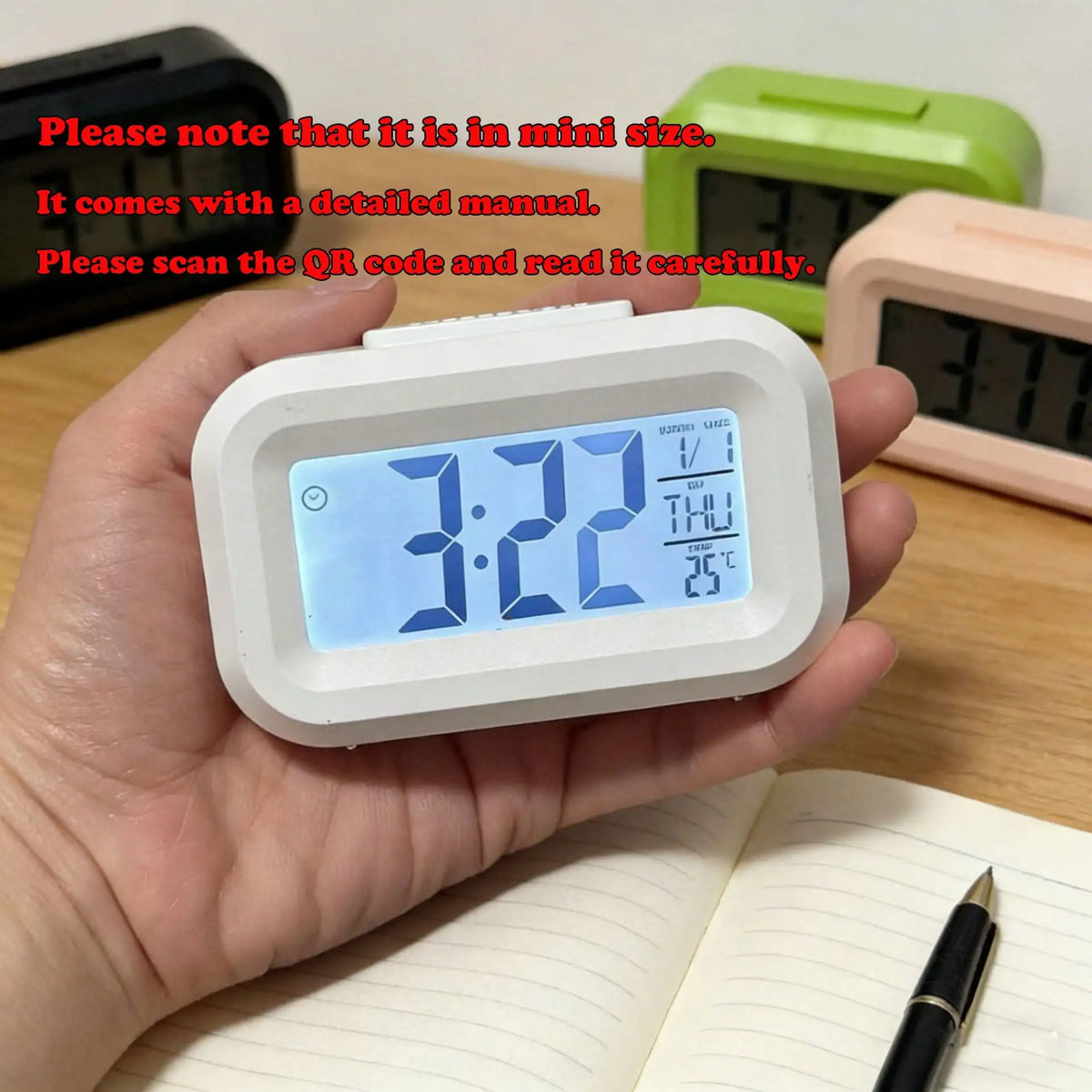 Digital Alarm Clock – Mini Smart Bedside Clock with Glow Display
