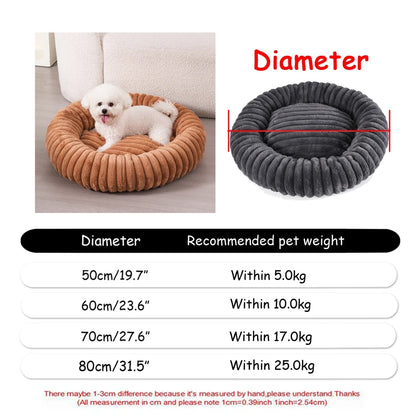 40-90cm 6 Sizes Round Pet Bed Large Dog Super Soft Cat Plush House Medium Winter Warm Sleeping