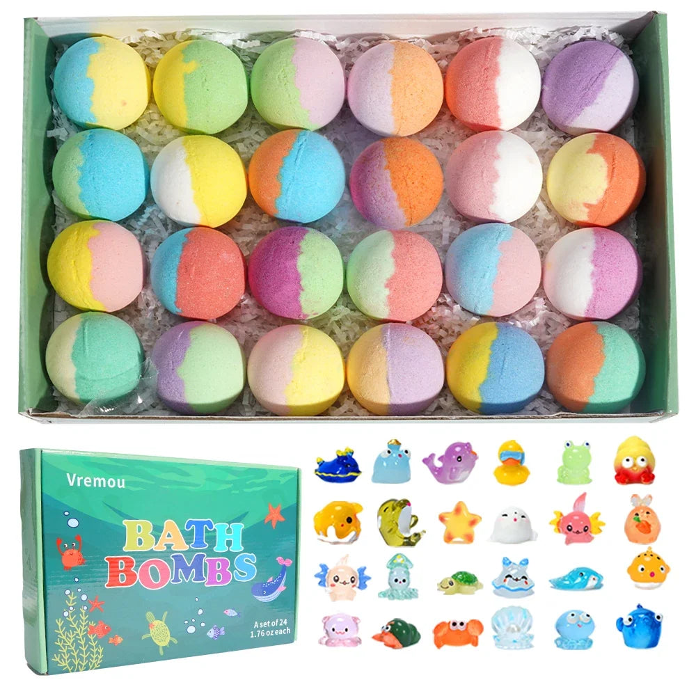 24-Pack Kids Bath Bomb Gift Set with Surprise Toys