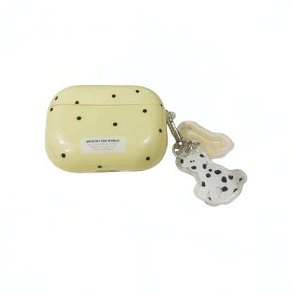 Cute Polka Dot AirPods Case with Dalmatian Dog Charm