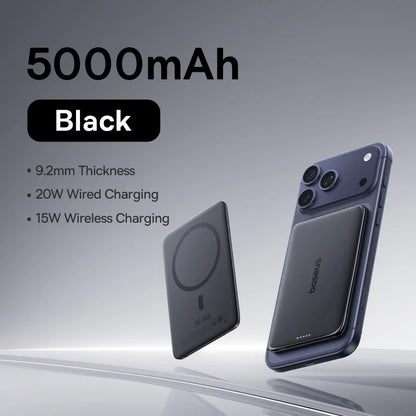 Baseus 5000mAh Slim Magnetic Power Bank – 15W Wireless & 20W Wired Charging