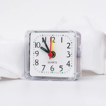 Small Quartz Alarm Clock – Compact Square Desk & Travel Clock