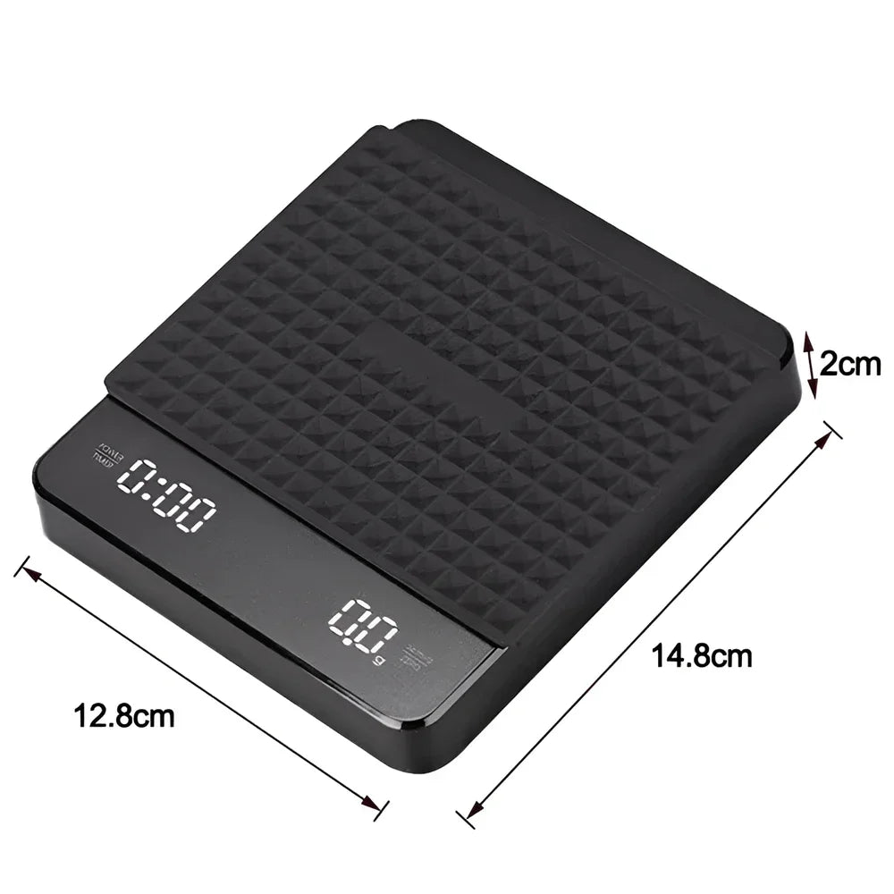 Digital Coffee Scale with Timer, LED Display & USB Charging