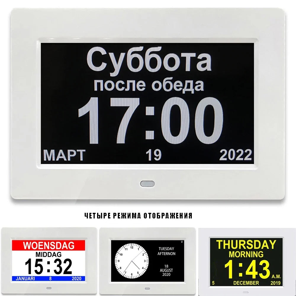 Digital Day Clock for Seniors – 12 Alarms & Medicine Reminder