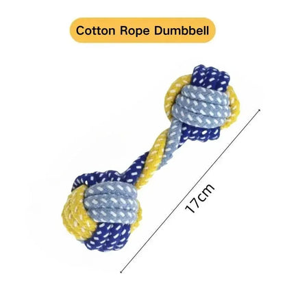 Plant-Dyed Cotton Rope Dog Chew Toy Carrot Corn Stick Dumbbell Shaped - Teeth Cleaning