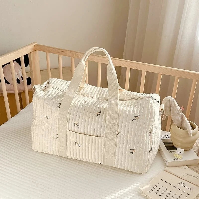 Large Quilted Maternity Diaper Tote Bag – Multi-Functional Travel Organizer