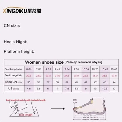 Platform Women S Personality Casual Sneakers Autumn Round Toe Strappy Heels