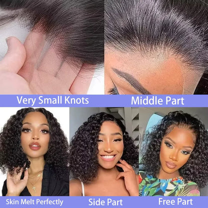 Deep Wave Short Bob Wig – 13x4 HD Lace Front Human Hair, 200% 250% Density