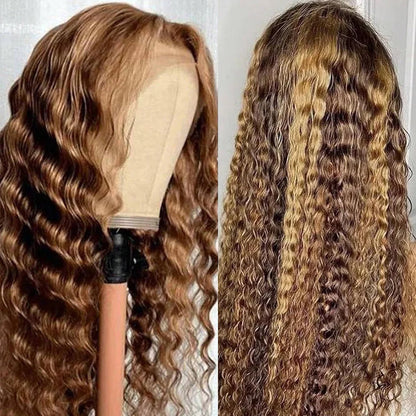 13x4 Highlighted Deep Wave Human Hair Lace Wig – HD Glueless