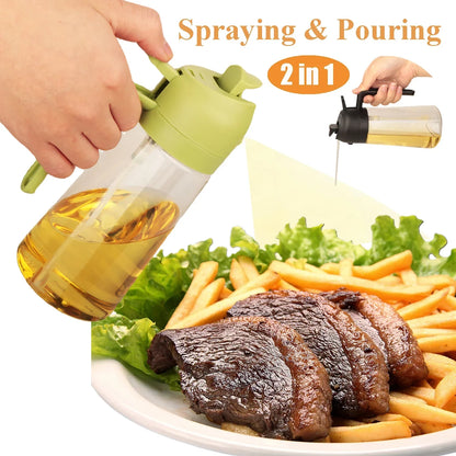 2-in-1 Oil Dispenser Bottle with Sprayer – 16.9 oz & 6.8 oz