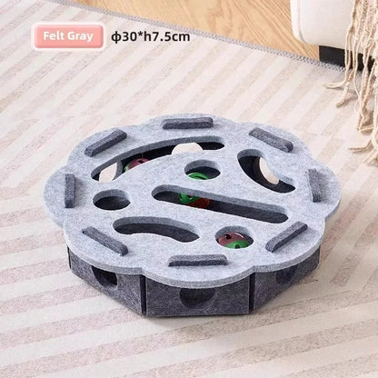 Cat Puzzle Box Toy with Felt Ball Tracks & Holes
