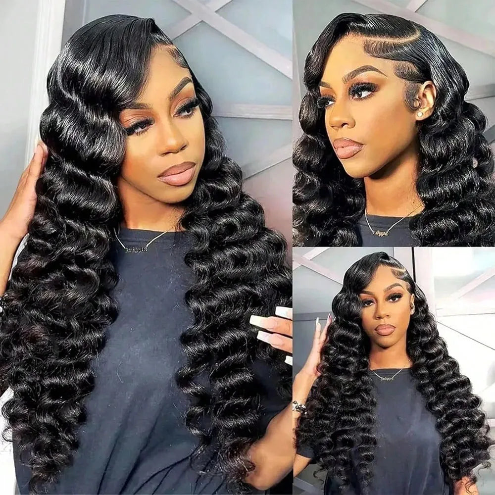 Loose Deep Wave Lace Front Wig Human Hair – HD Lace, Pre-Plucked, Natural Black