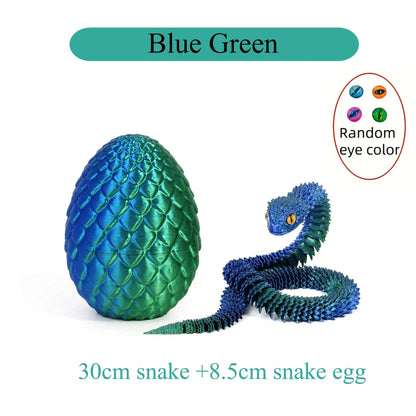 3D Printed Articulated Snake with Egg – Fidget Desk Toy