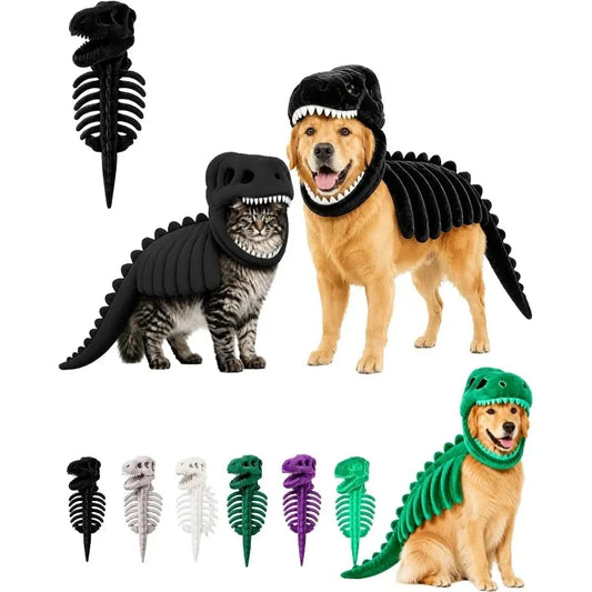 Dinosaur Skeleton Plush T-Rex Costume for Dogs & Cats Halloween Pet Outfit