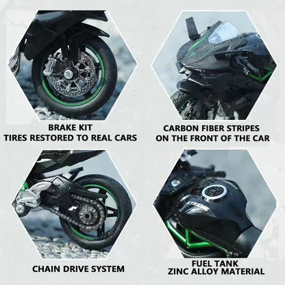 1:18 Ninja H2R Diecast Motorcycle Model with Working Suspension