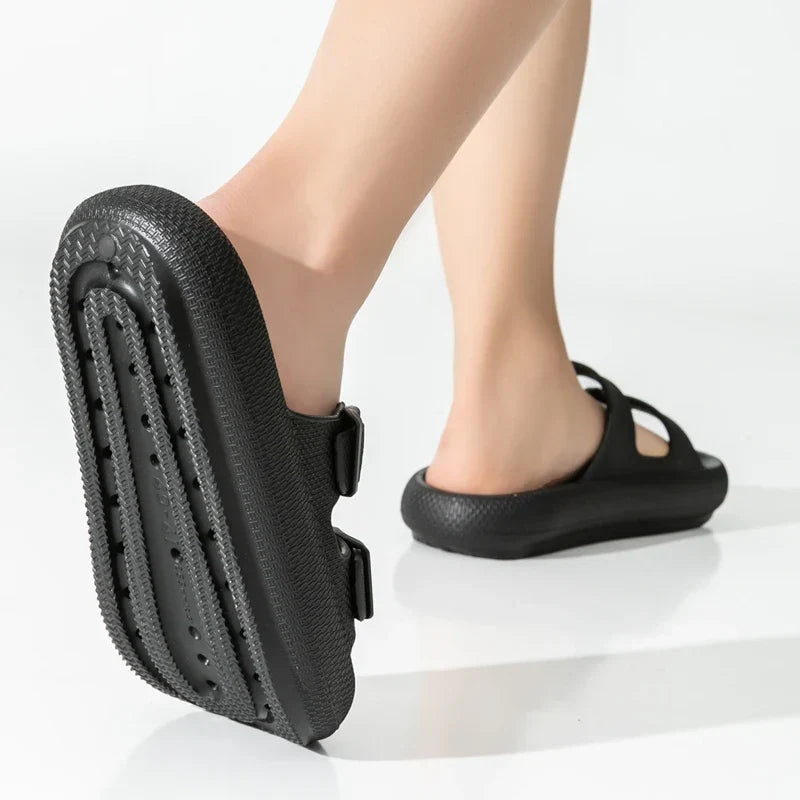 Thick Sole Sandals – Non-Slip Double Strap Slides for Men & Women