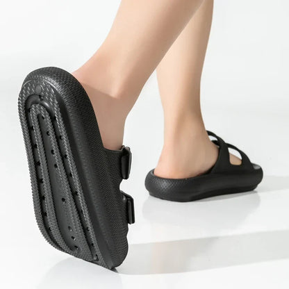 Thick Sole Sandals – Non-Slip Double Strap Slides for Men & Women