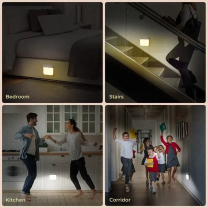 Motion Sensor Night Light – USB Rechargeable Square LED Lamp