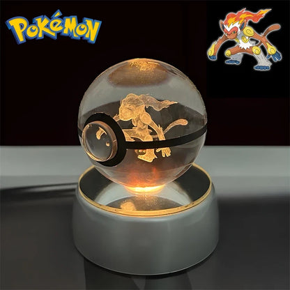 Pokemon 3D Crystal Poke Ball Night Light with LED Base