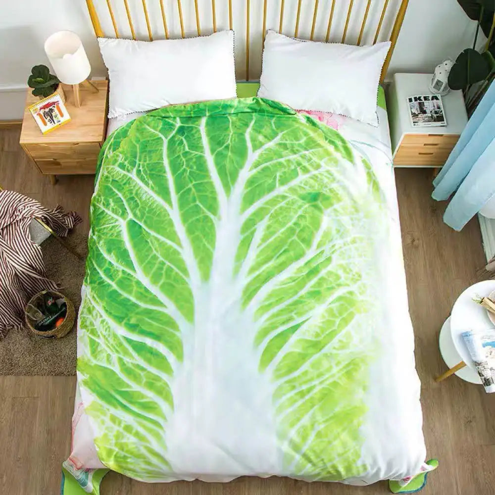 Double-Sided Flannel Cabbage Pattern Home Sofa Blanket Soft Creative Design Warm Throw Living Room