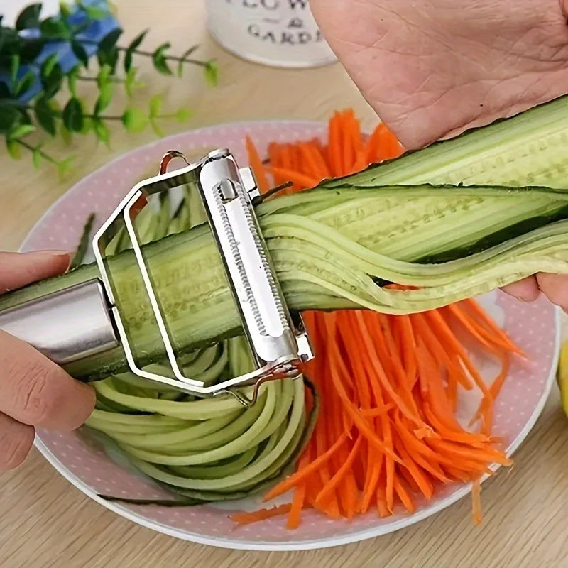 Stainless Steel Dual-Blade Vegetable Peeler & Julienne Slicer