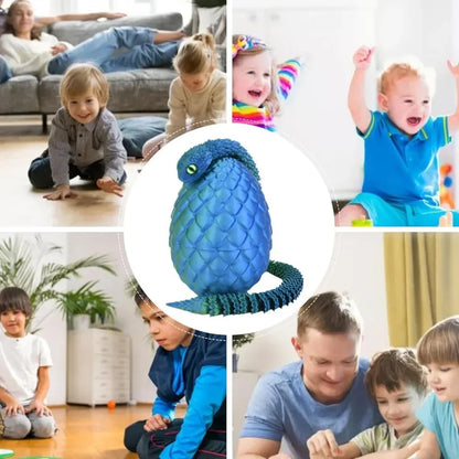 3D Printed Articulated Snake with Egg – Fidget Desk Toy