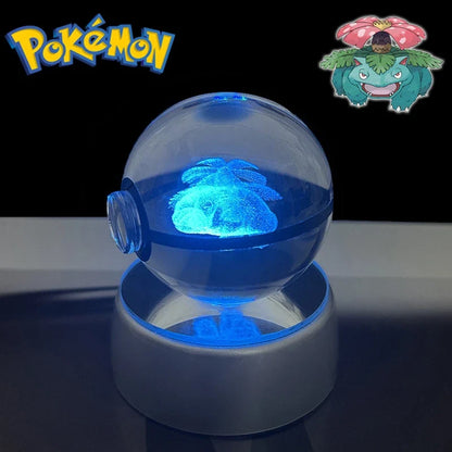 Pokemon 3D Crystal Poke Ball Night Light with LED Base