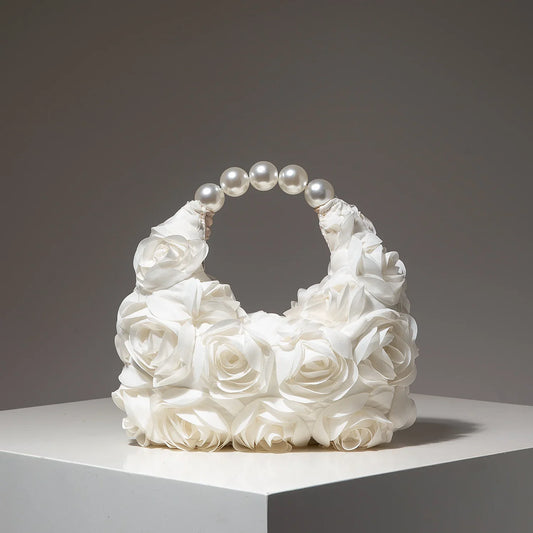 Floral Pearl Evening Clutch Bag for Women Wedding Party Prom Accessories
