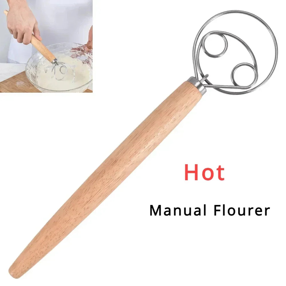 Danish Dough Whisk – Stainless Steel with Wooden Handle