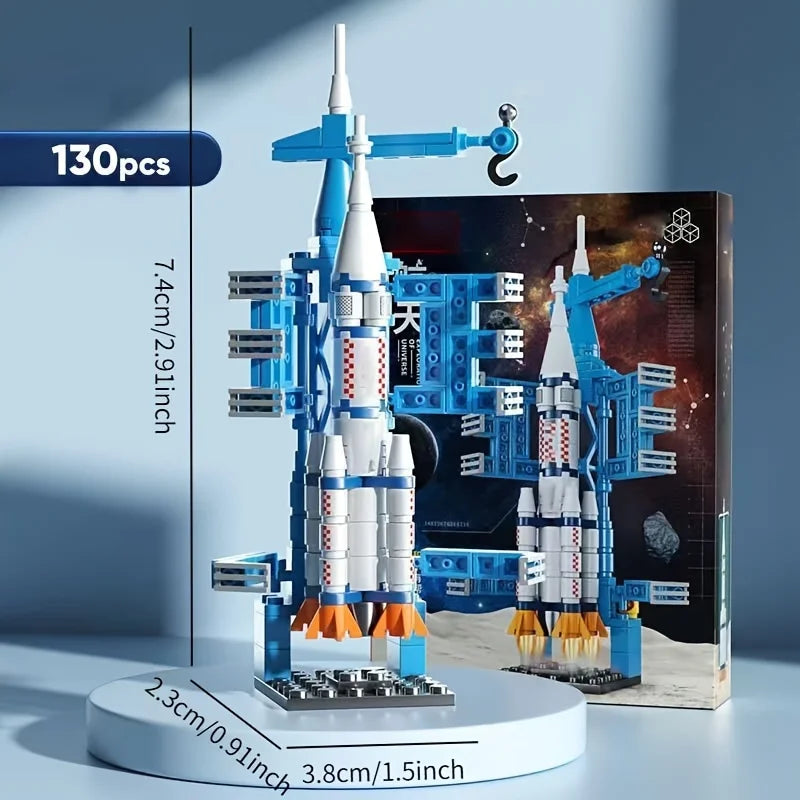 Space Rocket Building Blocks Set – 130pcs STEM 3D Assembly Model Toy