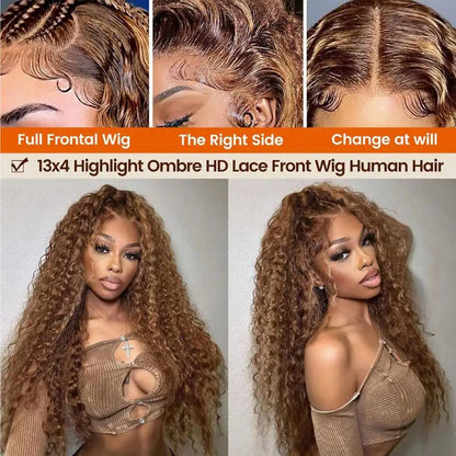13x4 Highlighted Deep Wave Human Hair Lace Wig – HD Glueless