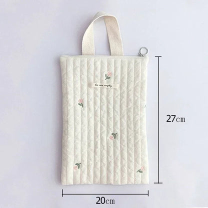 Embroidery Diaper Caddy Pouch – Quilted Cotton Nappy Purse