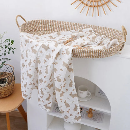 Muslin Swaddle Blanket 100% Cotton 2-Layer Baby Bath Towel Wrap