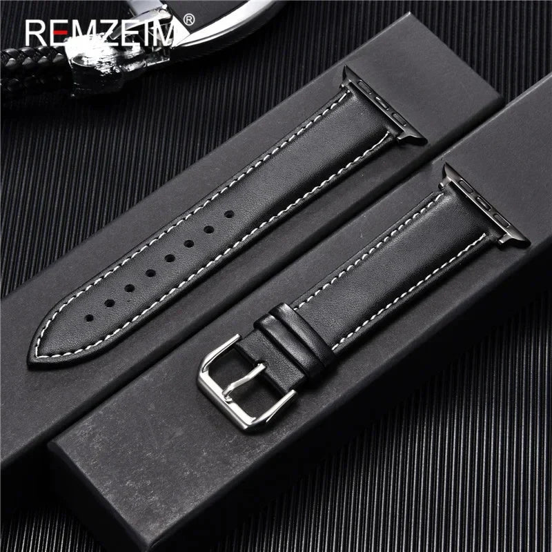 Men’s PU Leather Business Strap for Apple Watch, 38–49mm