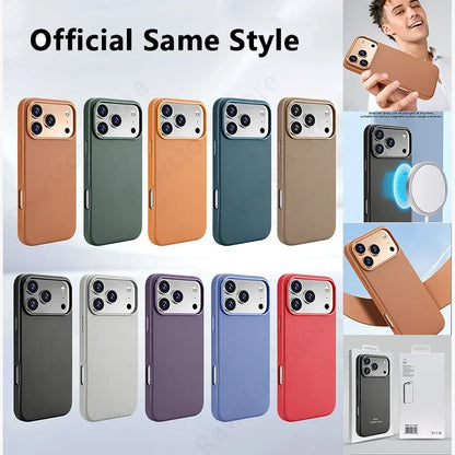 Magnetic Leather Case for iPhone 17 Pro Max 16 15 14 13 12 Plus with MagSafe
