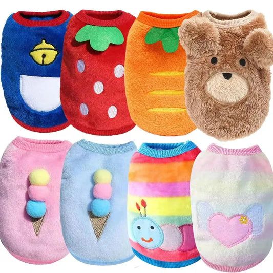 Cute Dog Clothes Winter Vest Small Dogs Cats Warm Pets Sweater Soft Flannel Puppy Puffer Jacket