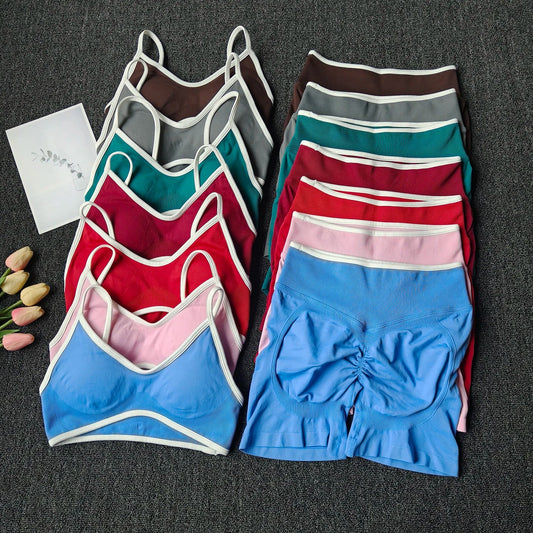 Peach Buttock Yoga Suit Women Gym Seamless Suspender Gathering Bra Waist Hip Lifting Belly