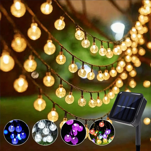 Solar String Lights Outdoor 39.37FT 100 LED Crystal Ball Globe Lights