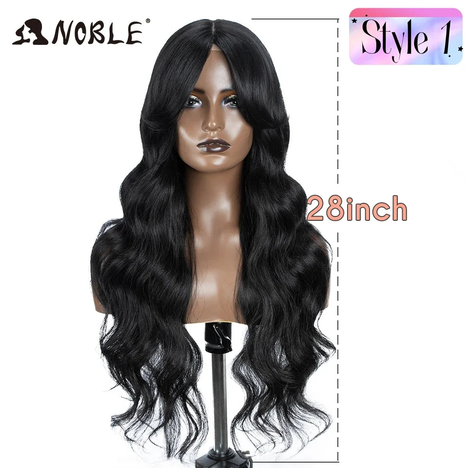 Lace Part Synthetic Wig – 36" Long Wavy Body Wave, 150% Density, Multi-Color