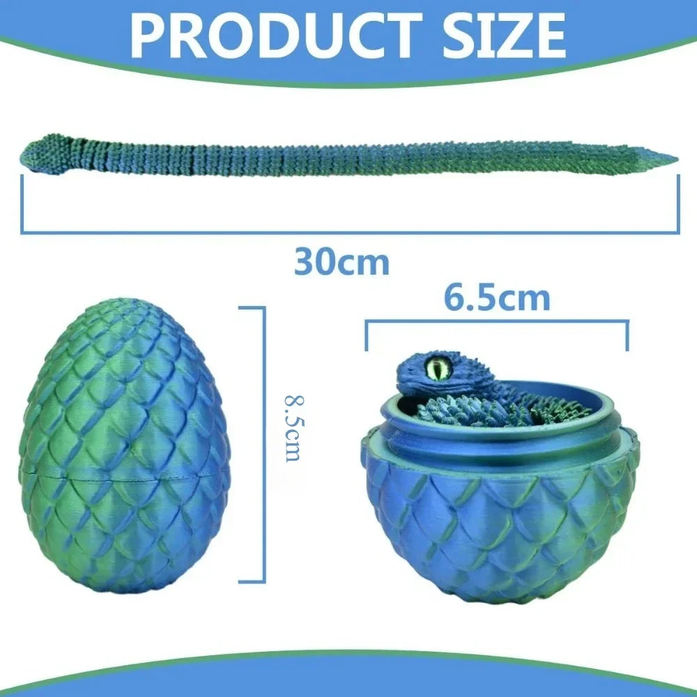 3D Printed Articulated Snake with Egg – Fidget Desk Toy