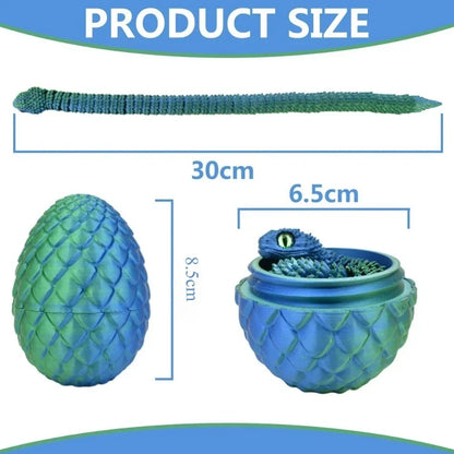 3D Printed Articulated Snake with Egg – Fidget Desk Toy