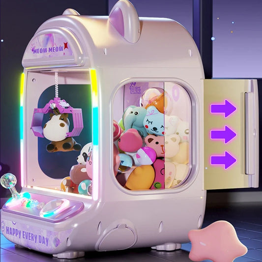 Diy Automatic Doll Machine Kids Coin Operated Play Game Mini Claw Catch Toys Crane Machines Music