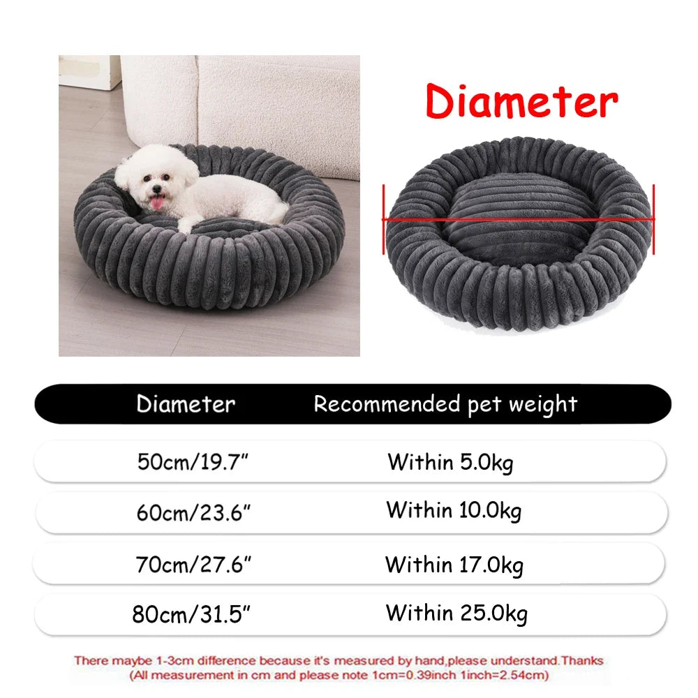 40-90cm 6 Sizes Round Pet Bed Large Dog Super Soft Cat Plush House Medium Winter Warm Sleeping