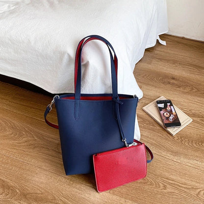 Double-Sided Tote Bag with Crossbody Pouch – Women's Shoulder Handbag