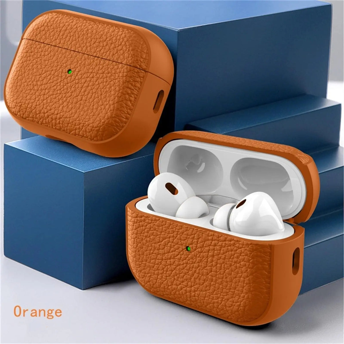 AirPods Case Leather Pattern TPU Cover with Keychain
